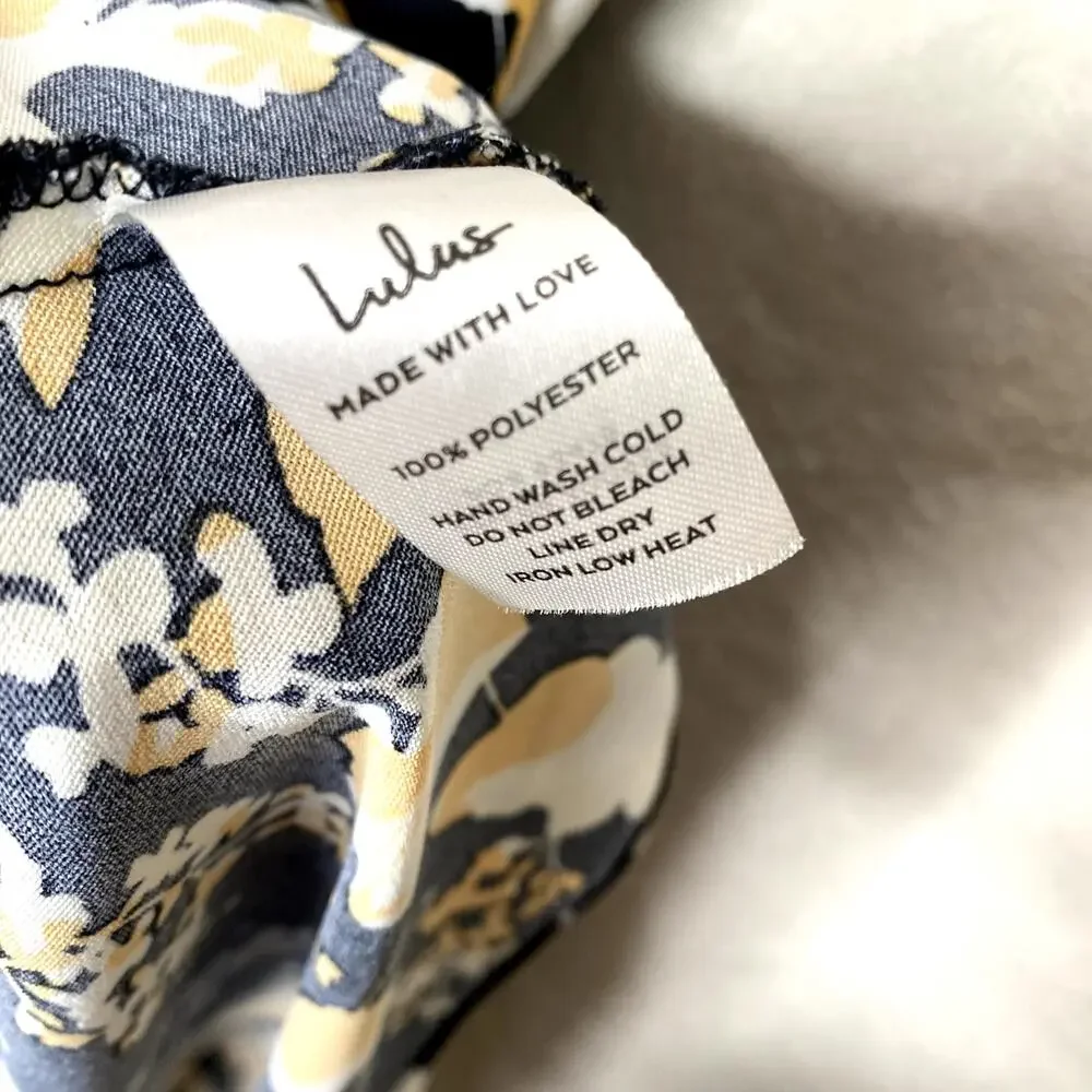 Lulus I Wanna Be Yours Floral Sleeveless Mini Slip Dress XL Black Cowl Neck - Picture 9 of 11